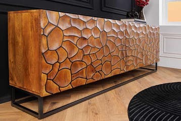 Massief houten dressoir VULCANO 180cm bruin mangohout met 3D, Ophalen of Verzenden, Nieuw