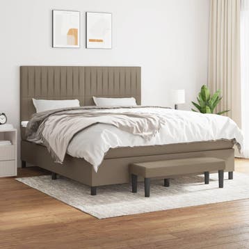 vidaXL Boxspring met matras stof taupe 180x200 cm, Eenpersoons, Verzenden, Nieuw, 80 cm