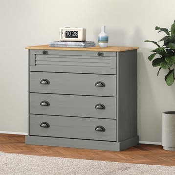 vidaXL Ladekast VIGO 80x40x76 cm massief grenenhout grijs, Kinderen en Baby's, Kinderkamer | Commodes en Kasten, Verzenden, Nieuw