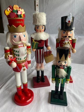 Kerstdecoratie (4) - notenkraker, koning, trommelaar,, Nieuw