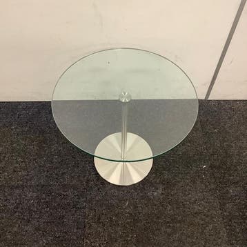 glazen bijzet tafel, (hxb) 40x45 cm, Metaform Bon, Huis en Inrichting, Tafels | Salontafels, Ophalen of Verzenden, Gebruikt