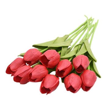 Kunst Boeket - Tulpen Zijden Bloemen Tulp Luxe Boeketten, Huis en Inrichting, Verzenden, Nieuw