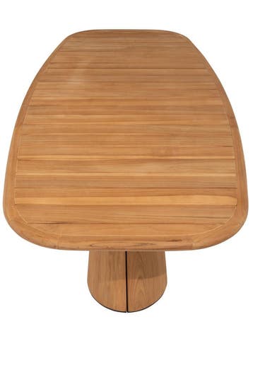 Capri barrel dining tuintafel 240x110xH75 cm naturel teak 4, Tuin en Terras, Ophalen of Verzenden, Nieuw, Teakhout