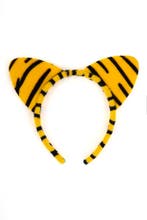 Haarband Tijger Geel Tijgerprint Strepen Diadeem Oortjes Die, Ophalen of Verzenden, Nieuw, Carnaval, Accessoires
