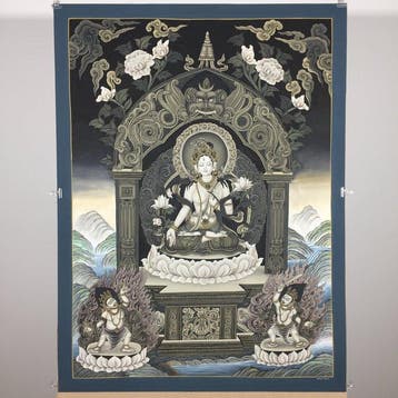 80X60 cm - Fine Large Newari Painting - Masterpiece Thangka,