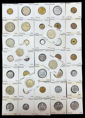 Turkije. 39 Coins | Scarce 1940s Kuru, Hyperinflation Lira,
