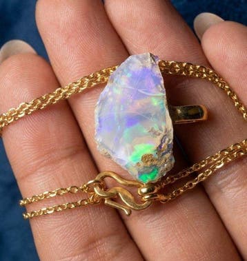 Metaal - Bel hanger - Sprankelend Opal rauw