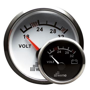 Wema Voltmeter 24 volt Silver Gauge Serie-Wit, Ophalen of Verzenden, Nieuw