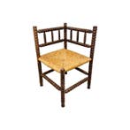 Bijzetstoel - Eikenhoekstoel met rietzitting, gedraaide