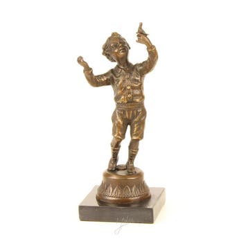 EEN BRONZEN SPELENDE JONGEN H: 23 CM (Beeldjes - Decoratie), Verzenden, Nieuw
