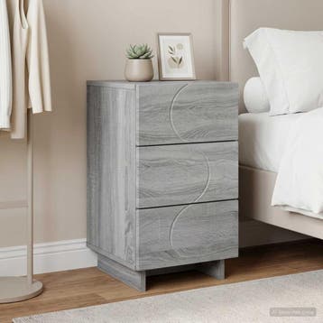 vidaXL Nachtkastje Grijs Sonoma 33,5 x 34,5 x 60 cm Bewerkt, Minder dan 45 cm, Verzenden, Nieuw, 55 tot 70 cm