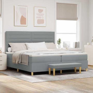 vidaXL Boxspring bed met matras Lichtgrijs 200 x 200 cm Stof, Verzenden, Nieuw, Tweepersoons