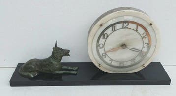 Klok - Art Deco Messing, Marmer, Onyx, Samac - 1910-1920 -, Antiek en Kunst