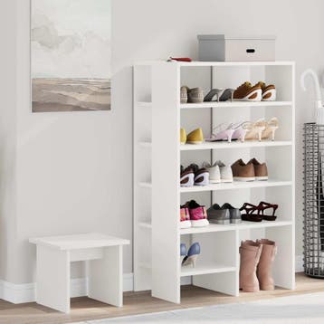 vidaXL Schoenenkast met plank met opslag 2 pcs Wit Bewerkt, Huis en Inrichting, Verzenden, Nieuw