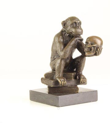 Figuur - A BRONZE SCULPTURE OF THE PHILOSOPHIZING DARWIN
