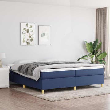 vidaXL Boxspring bed stof blauw 200x200 cm, Overige maten, 200 cm, Stof, Verzenden