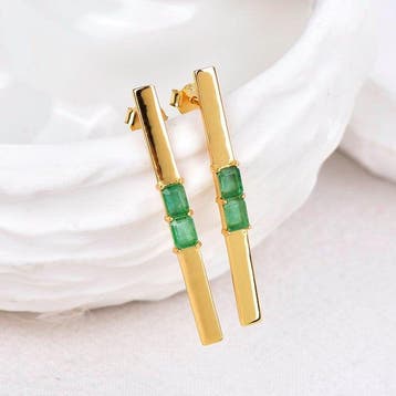 Zonder minimumprijs - Oorbellen Zilver - Emerald -, Nieuw