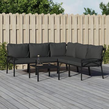 vidaXL 6-delige Loungeset met kussens staal grijs, Verzenden, Nieuw, Rvs, Loungeset