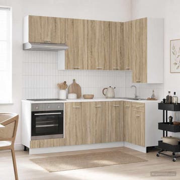 vidaXL Keukenblok LYON 8 st Sonoma Eiken Bewerkt hout, Verzenden, Nieuw, Bruin
