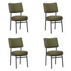 Set van 4 Leren eetkamerstoelen Rondo - Toledo Olive, Ophalen of Verzenden, Nieuw, Leer, Vijf, Zes of meer stoelen