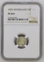 Koningin Wilhelmina 10 cent 1903 Proof NGC PF63+, Verzenden, Zilver, 10 cent, Koningin Wilhelmina