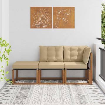 vidaXL 3 st Modulaire buitensofa eenheden Natuurlijk en, Verzenden, Nieuw, 3 zitplaatsen