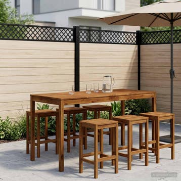 vidaXL Tuinbar Tafel LAREN Naturel 196 x 80,5 x 105 cm, Tuin en Terras, Verzenden, Nieuw