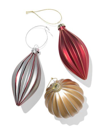 HEMA Kerstballen set 8.2cm glas glitter rand - 3 stuks, Diversen, Kerst, Verzenden, Nieuw