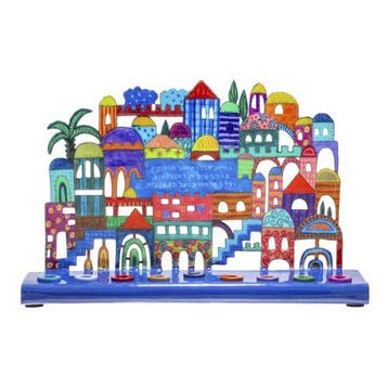 Chanukah Menorah (Chanoekia) van Yair Emanuel met vrolij..., Nieuw
