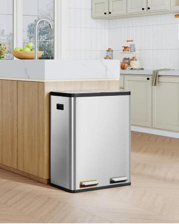 Prullenbak - Afvalbak - Vuilnisbak - 60 Liter - Zilver - Hzu, Huis en Inrichting, Woonaccessoires | Prullenbakken, Verzenden, Zo goed als nieuw