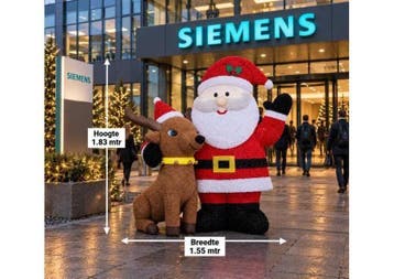 Opblaasbare Kerstpop-Kerstfiguur Santa Claus met rendier, Ophalen of Verzenden
