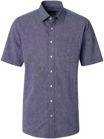 Casa Moda Casual Overhemd Korte Mouw Linnenmix 126130311-101, Verzenden, Nieuw, Blauw