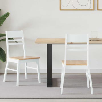 vidaXL Eettafelstoelen 2 st Massief Rubberhout Wit 43 x 54 x, Verzenden, Nieuw, Wit