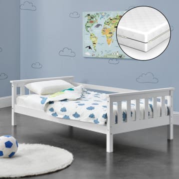 Kinderbed Nuuk met matras en uitvalbeveiliging 80x160 wit, Verzenden, Nieuw