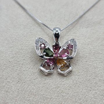 Zonder minimumprijs - Ketting met hanger Zilver - 1.60ct.