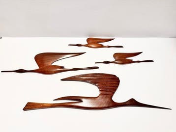 Wanddecoratie - Een set van vier kraanvogels / vogels - 55