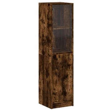 vidaXL buffetkast met glazen deur 35x37x142 cm gerookt, Minder dan 50 cm, Verzenden, Nieuw, Minder dan 100 cm