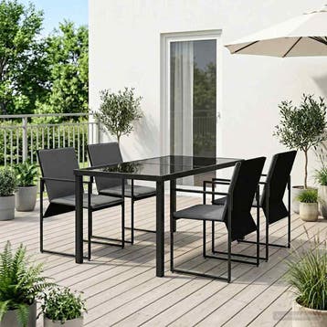 vidaXL Tuin eettafelset 5 pcs Zwart en Anthraciet 140 x 70 x, Verzenden, Nieuw, Textileen, 5 zitplaatsen