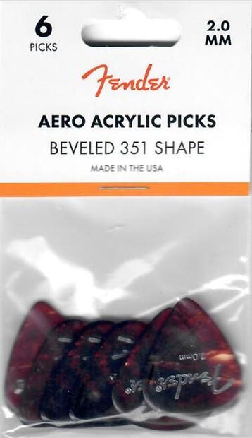 Fender Aero acrylic Plectrum 2.00 mm 6-pack, Ophalen of Verzenden, Nieuw, Elektrische gitaar