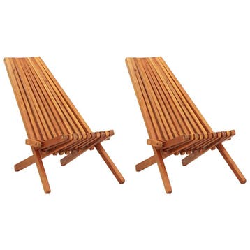 vidaXL Opvouwbare loungestoelen voor buiten, 2 stuks,, Verzenden, Nieuw, Hout