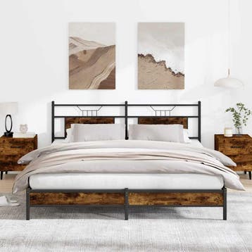 vidaXL Bedframe zonder matras 183x203 cm spaanplaat gerookt, Bruin, Verzenden, Hout, Nieuw