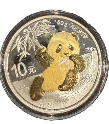 Chinese Panda 30 gram 2018 (Verguld), Verzenden, Oost-Azië, Losse munt, Zilver
