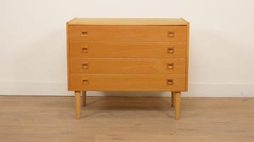 Vintage Deense ladekast | 4 lades  | Eiken, Ophalen of Verzenden, Nieuw