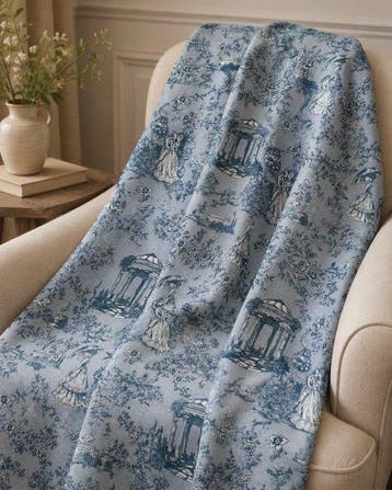 Zeer prestigieus en exclusief toile de Jouy-stof met dubbele, Antiek en Kunst, Antiek | Kleden en Textiel