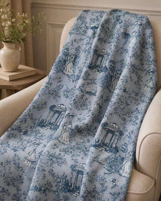 Zeer prestigieus en exclusief toile de Jouy-stof met dubbele, Antiek en Kunst, Antiek | Kleden en Textiel