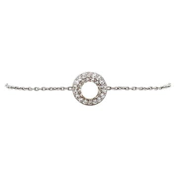 Witgouden armband met parel en zirkonia 17 cm 18 karaat, Verzenden, Zo goed als nieuw, Goud