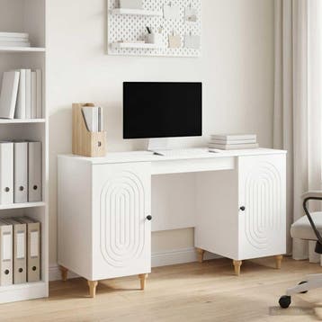 vidaXL Bureau Hoogglans wit 142,5 x 50 x 75 cm Bewerkt hout, Huis en Inrichting, Verzenden, Nieuw