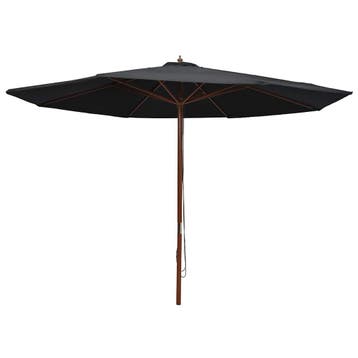 vidaXL Parasol met houten paal 350 cm zwart, Verzenden, Nieuw, 3 tot 4 meter