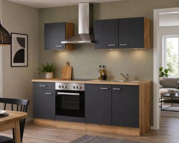 Design keuken met apparatuur, Jerome, antraciet, Nieuw