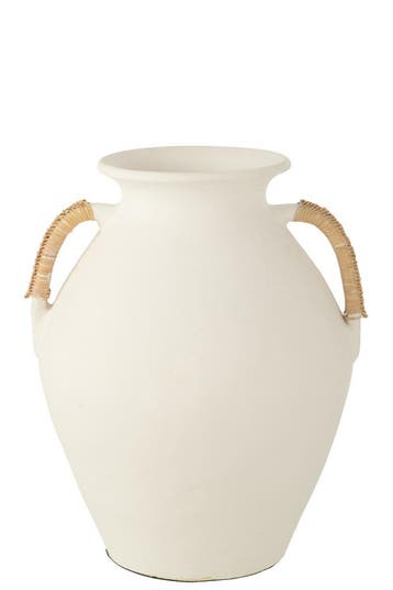 Vaas Leo Terracotta Wit/Natuurlijk, Huis en Inrichting, Verzenden, Nieuw
